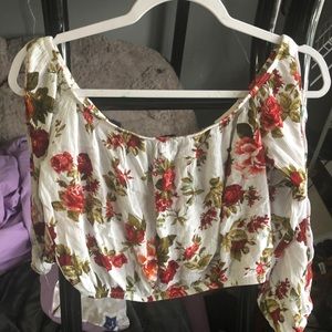 White off the shoulder rose crop top